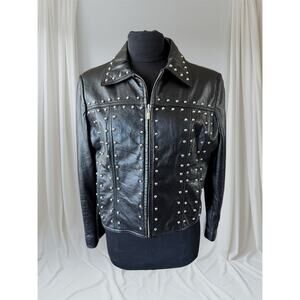 Women's Studded Vintage Leather Jacket, L
